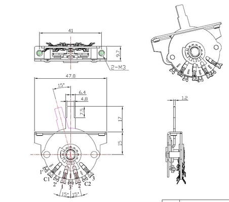 ODM Five Way Pickup Selector Switch 10mA Tone گیتار برقی
